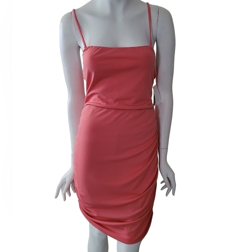 NWT‎ BP. Strappy Back Above the Knee Ruched Dress in Coral M